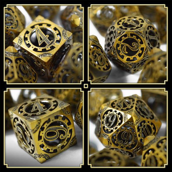 7 hollow RPG Metallwürfel in matter Gold Optik inkl. Box