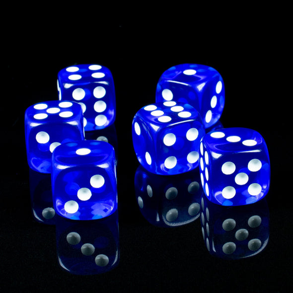 6x W6 Spielwürfel in blau - DiceBuddy