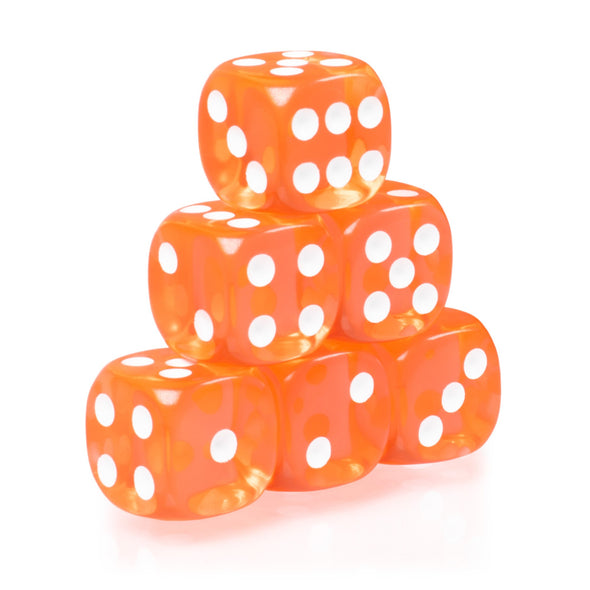 6x W6 Spielwürfel in orange - DiceBuddy