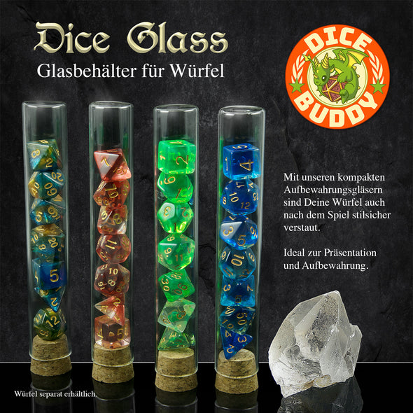 Potion Flask aus Glas für 7 RPG Würfel