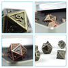 7 RPG Metallwürfel in Silber Steampunk Optik inkl. Box - DiceBuddy