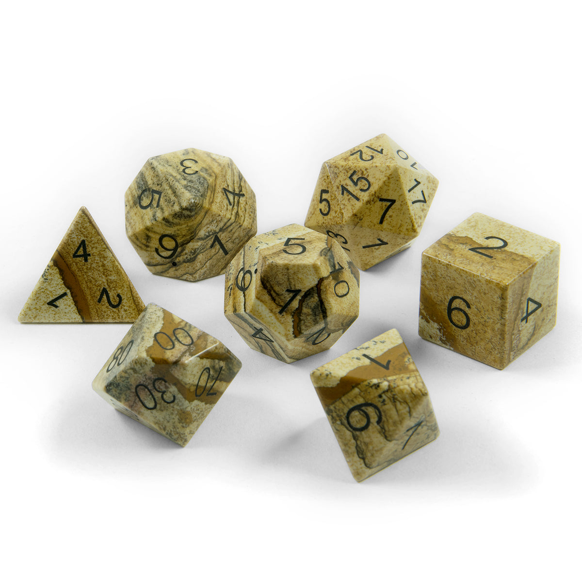 7-teiliges Würfelset – Polyedrische Würfel (16 Mm) In Lavendel Mit Gelben Zahlen | Ideal Für Pen & Paper Rollenspiele